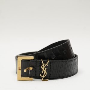 YSL CASSANDRE BELT IN COATED BARK LEATHER